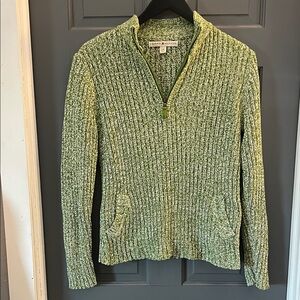 Tommy Hilfiger Textured Green Quarter Zip Sweater